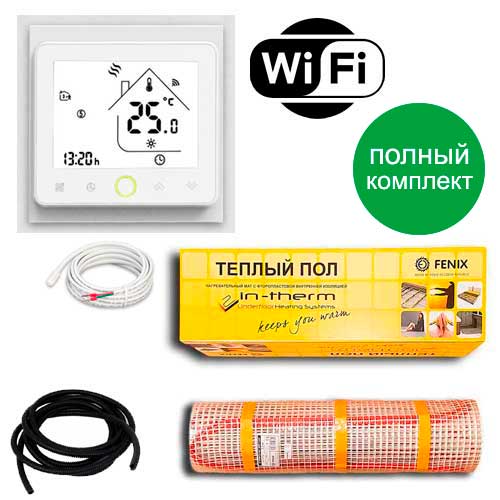 

Теплый пол двухжильный нагревательный мат IN-Term ECO 200 + программируемый WiFi терморегулятор PWT-002 3.6 м.кв - 720Вт