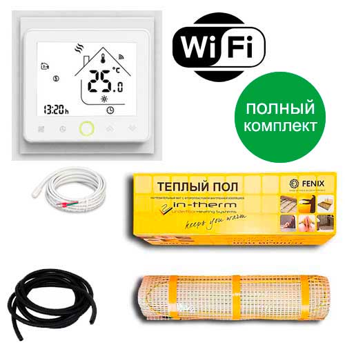 

Теплый пол двухжильный нагревательный мат IN-Term 200 + программируемый WiFi терморегулятор PWT-002 0.8 м.кв - 170Вт