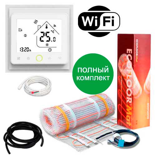 

Теплый пол Fenix нагревательный мат LDTS M-160 + программируемый WiFi терморегулятор PWT-002 1 м.кв - 160Вт