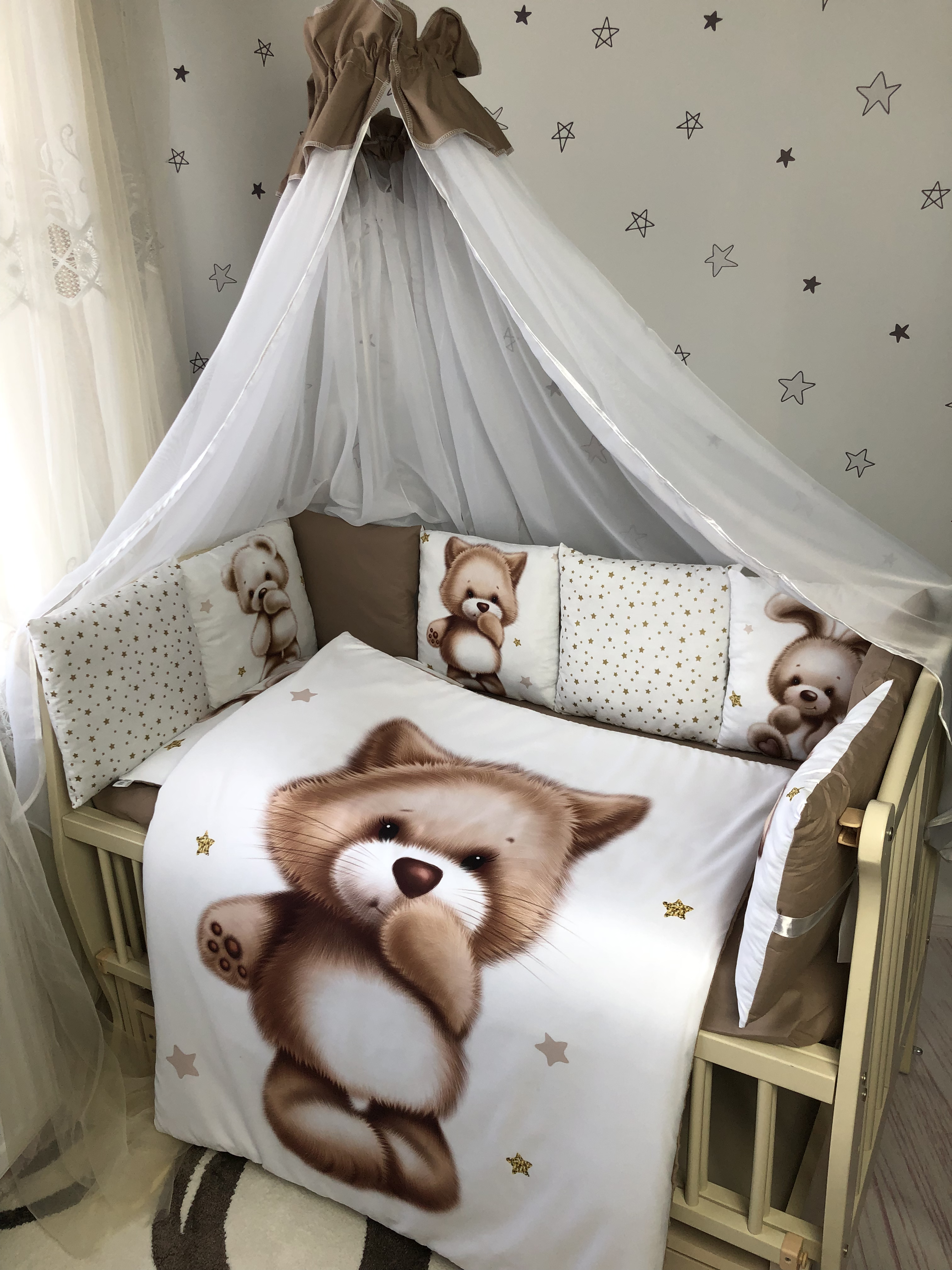 

Комплект постельного белья Baby Comfort Premium 8 элементов Котик коричневый