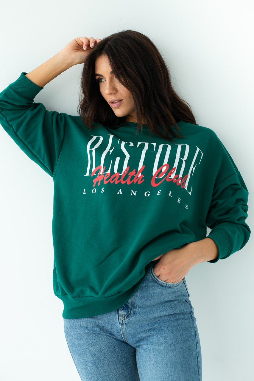 

Свитшот свободного кроя с надписью Crep - зеленый цвет, M ( 1025882506)