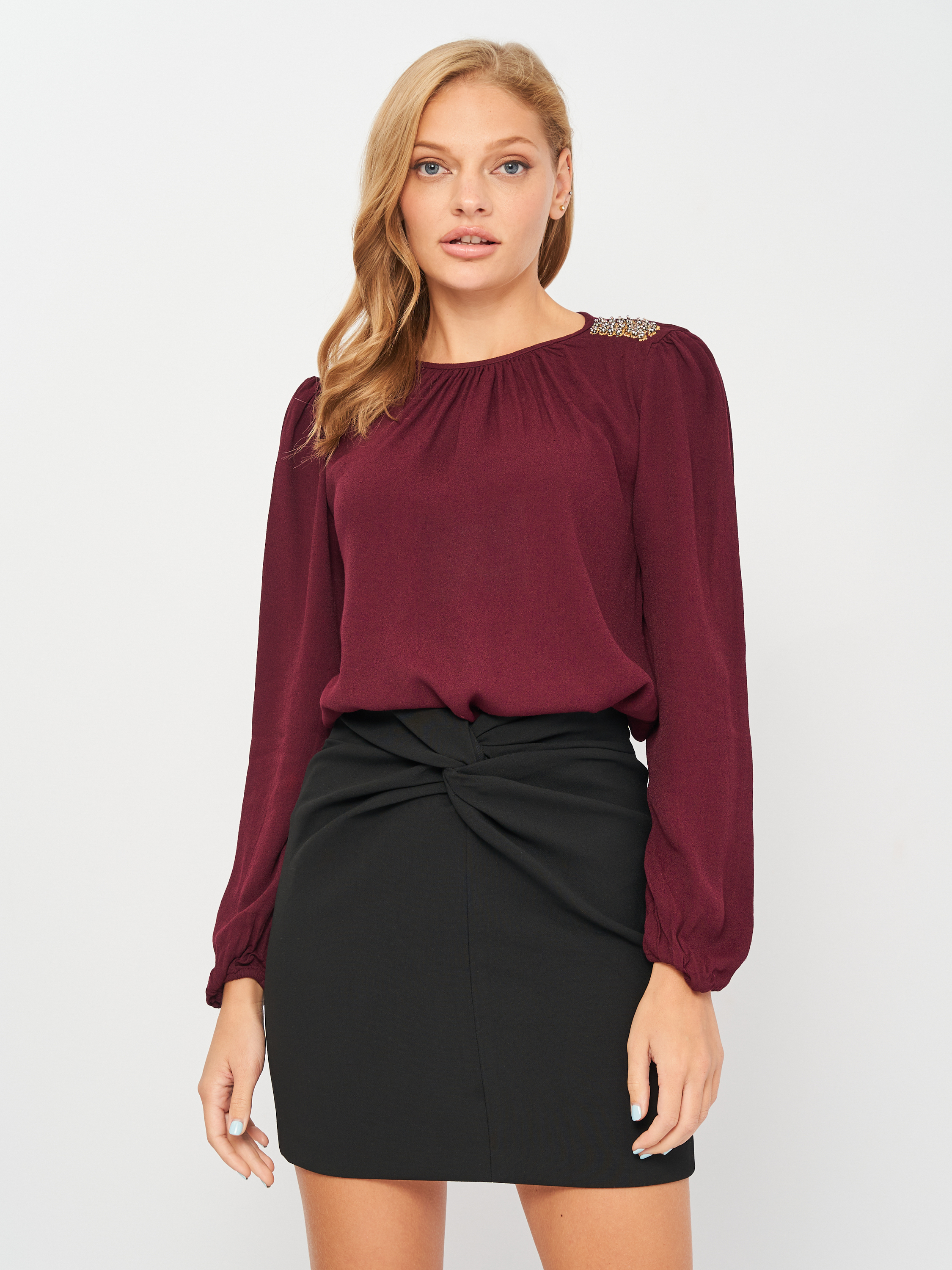 

Блузка Zara 1752/249/605 L Бордовая