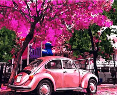 

Набір для розпису по номерах "Рожевий Volkswagen Beetle", розміром 40х50 см