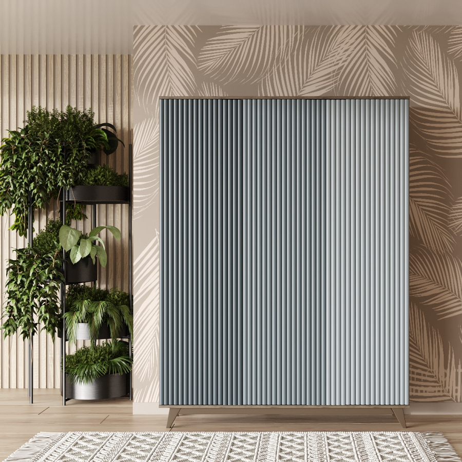 

Шкаф с гофрированными фасадами Fenster Компанит Аликаните/Лазурь
