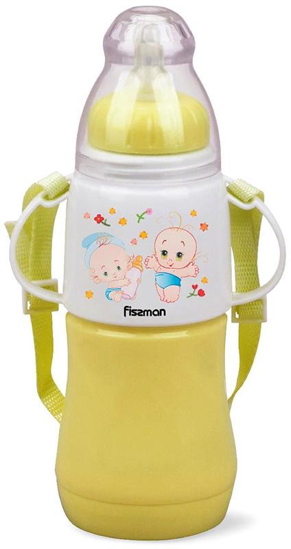 

Бутылочка детская для кормления Fissman Babies "Малыши" 230мл с ремешком Желтая