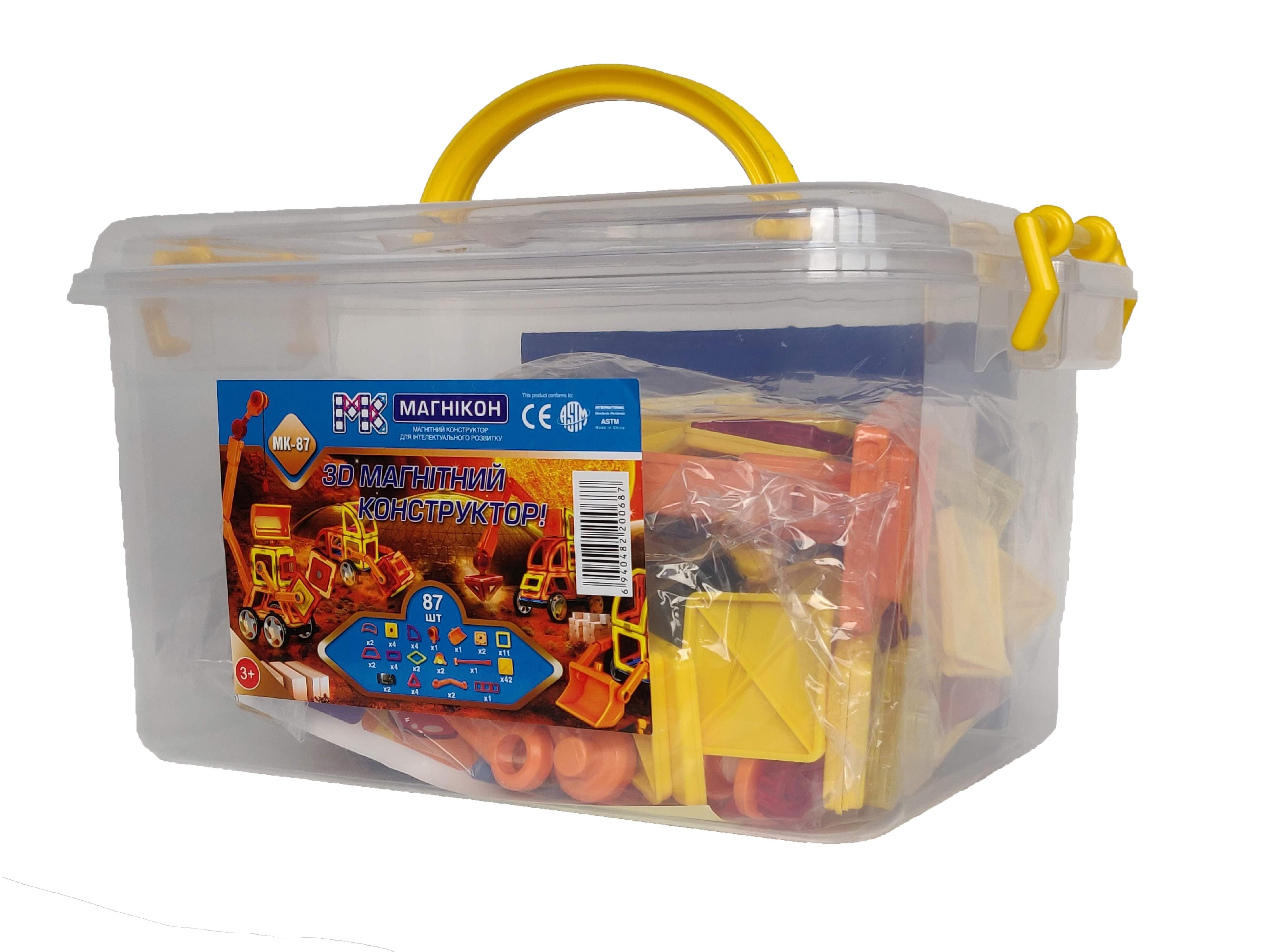 

3D магнитный конструктор 87 деталей, Plastic box Магникон MK-87