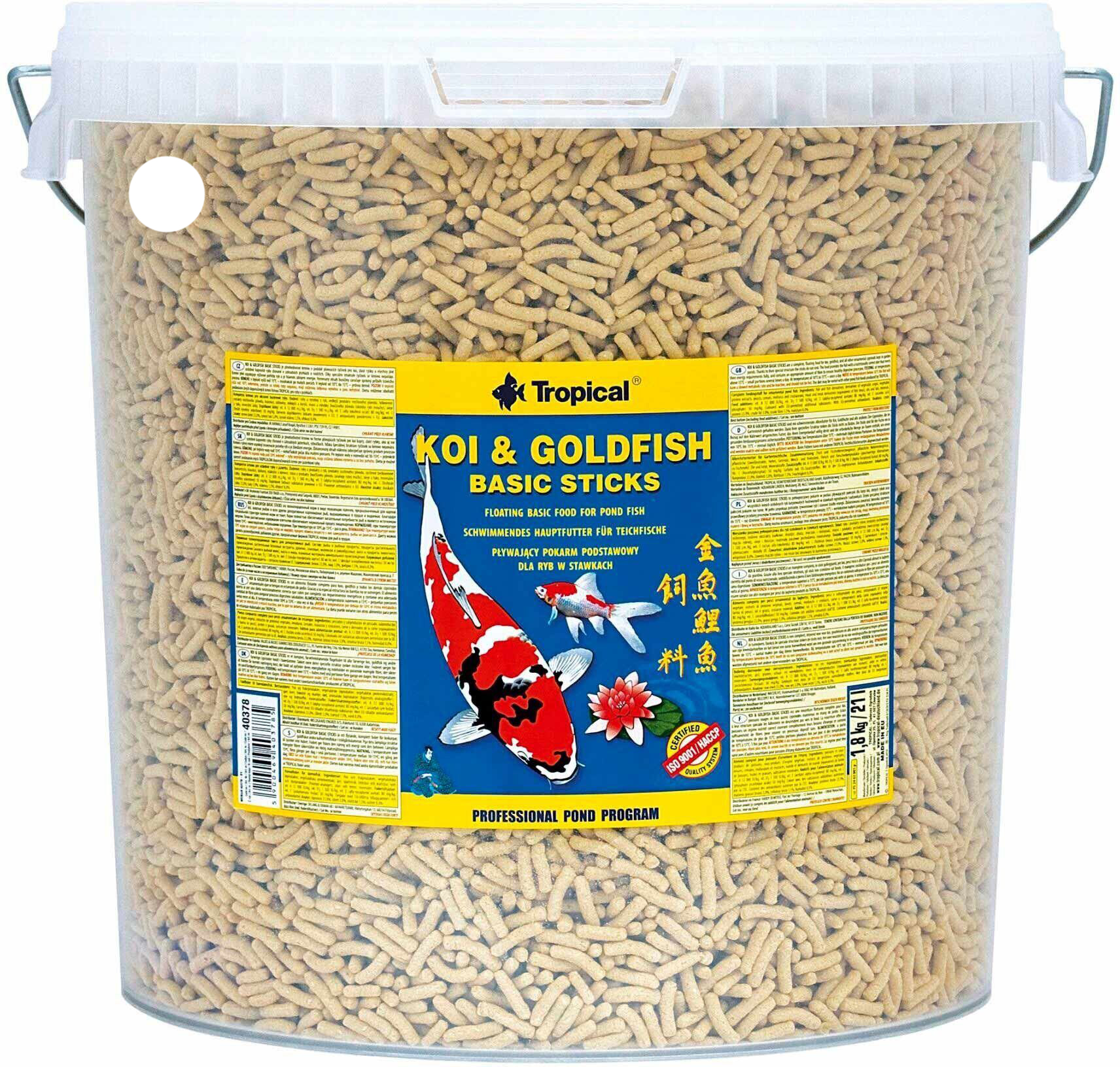 

Корм Tropical KOI & Gold Basic ST. для прудовых рыб Палочки 21 л/1.6 кг