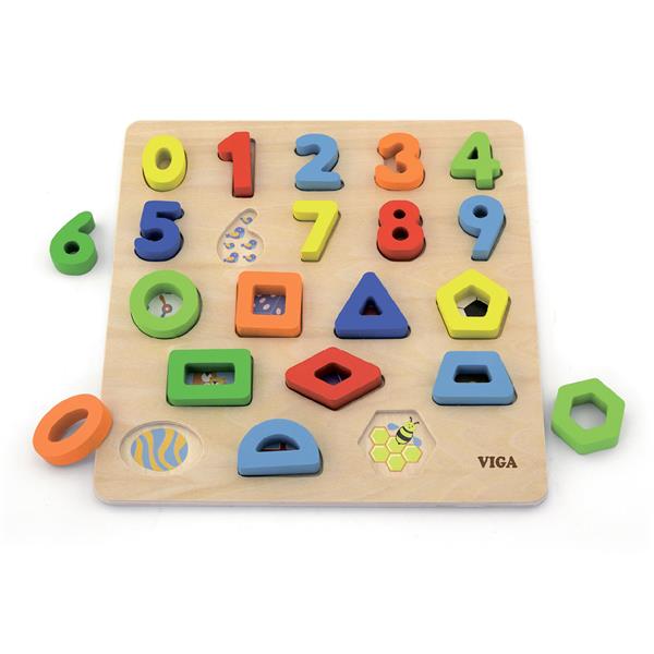 

Дерев'яний пазл Viga Toys Цифри і фігури (50119)