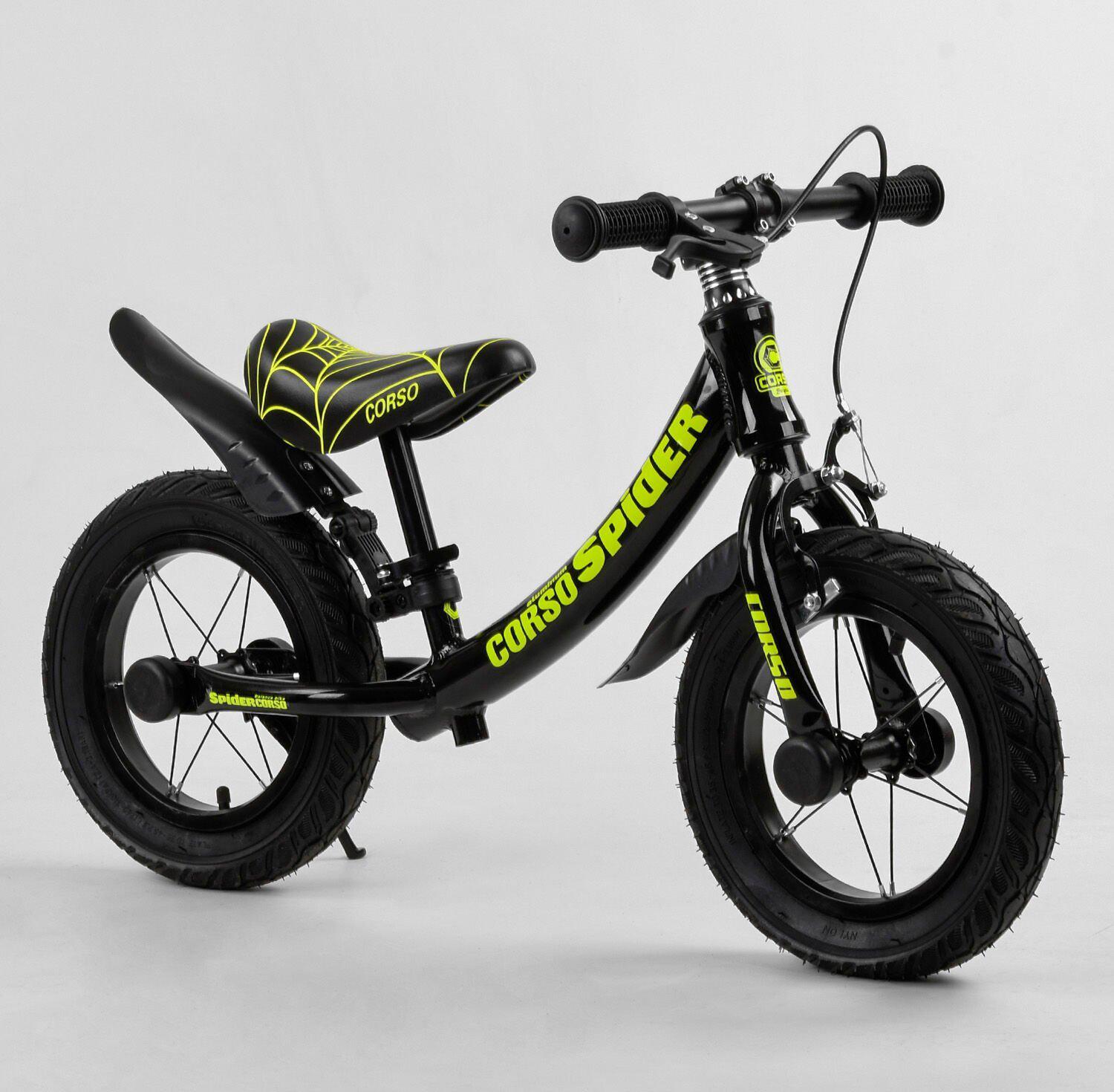 

Алюминиевый Беговел 12’’ CORSO SPIDER 79662 передний ручной тормоз, подножка, защитные крылья Черно-желтый