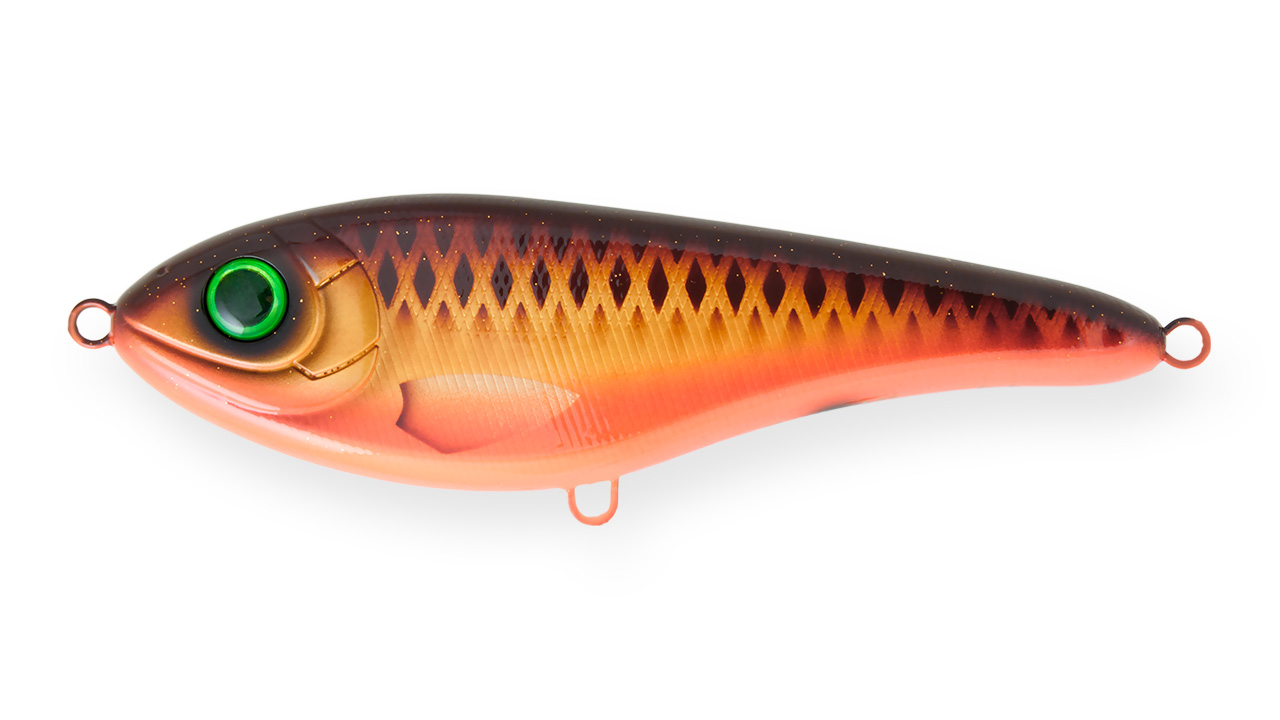 

Воблер Джеркбейт Strike Pro Buster Jerk II Shallow Runner, 120 мм, 37 гр, Загл. 0,3м.-2,0м., Медленно всплывающий, цвет: C502F Brown Parrot, WOLF COLOR, (EG-049#C502F) (82870)