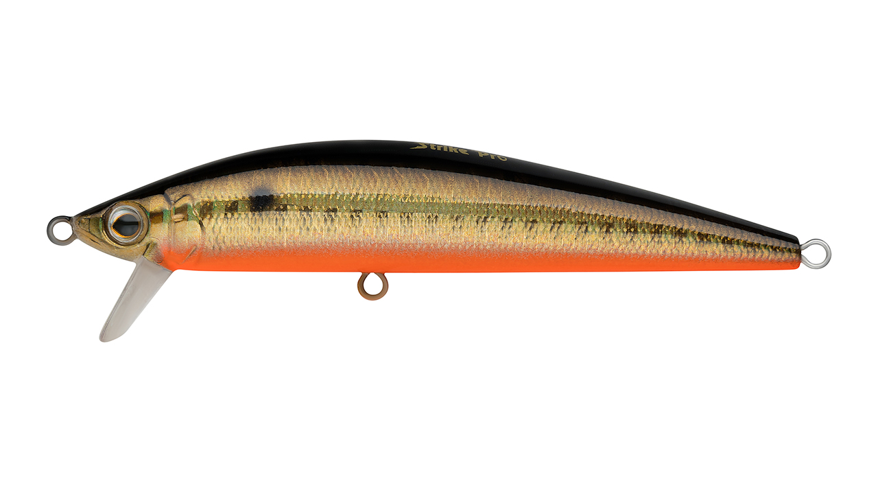 

Воблер Минноу Strike Pro Euro Minnow 90, 90 мм, 11,2 гр, Загл. 0,6м.-1,2м., Плавающий, цвет: 613-713 Black Back Smoked OB, (JL-108L#613-713) (128562)