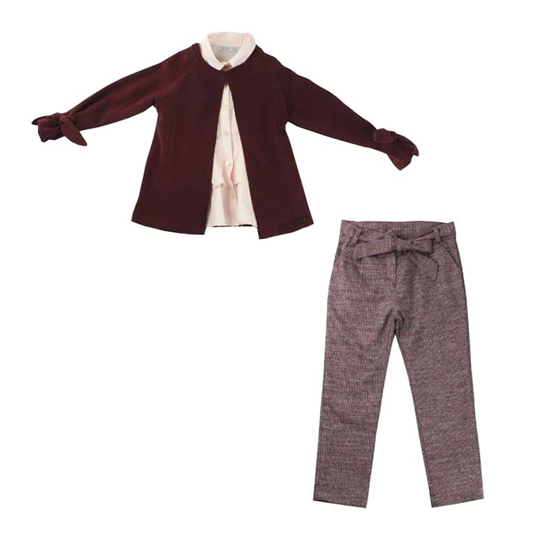 

Комплект (кардиган+рубашка+брюки) Monna Rosa Milano Бордовый 104-110 см
