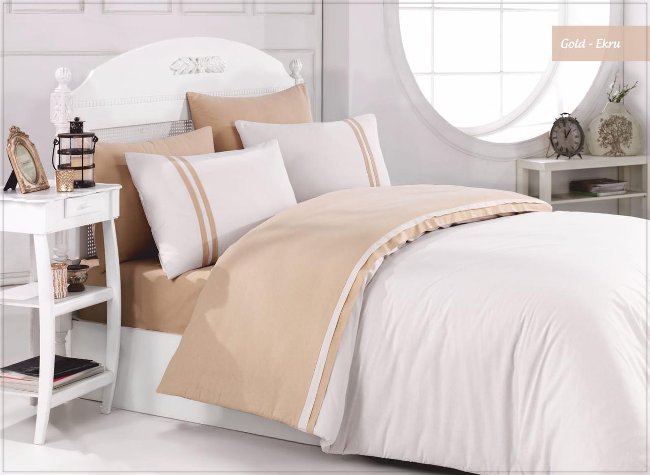 

Постельное белье Ecosse Ranforce 200х220 Gold-ekru