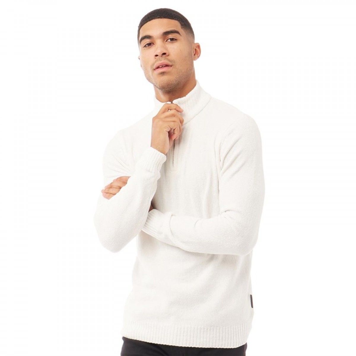 

Джемпер French Connection Chenille 1/2 Zip Ecru Melange White, L (48)