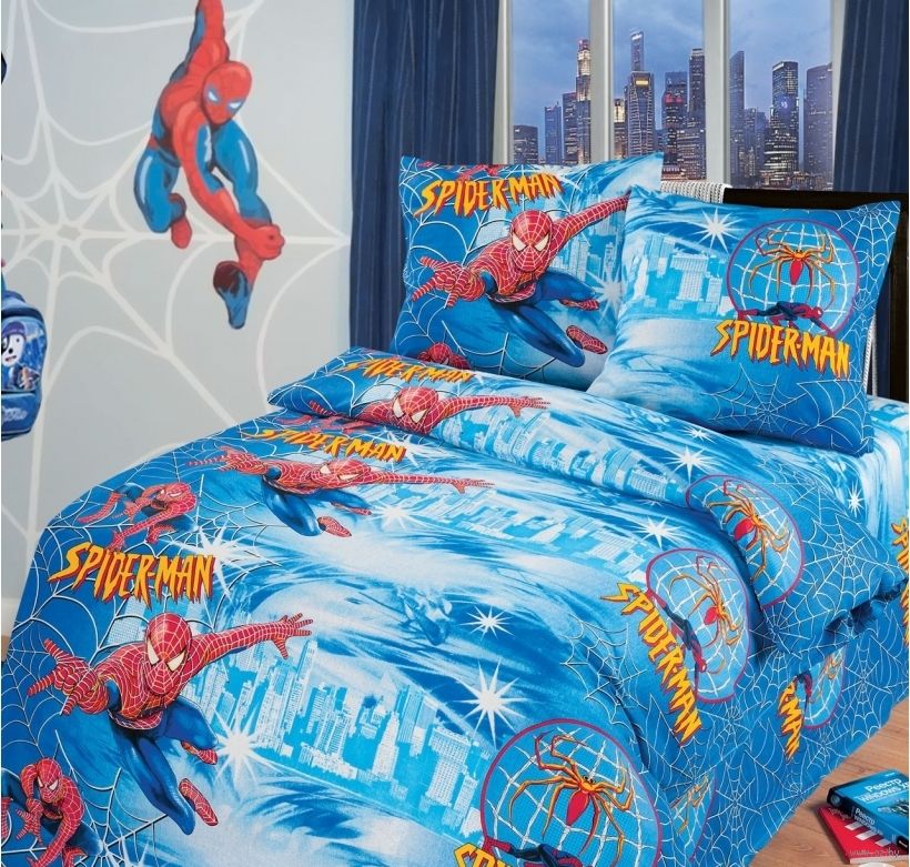 

Комплект детское постельное белье полуторка Тиротекс Spiderman (Человек Паук) синий