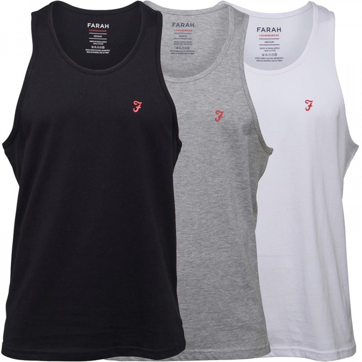

Майка FARAH Three Pack Lounge Vests Black/Grey/White Multi, S (44)
