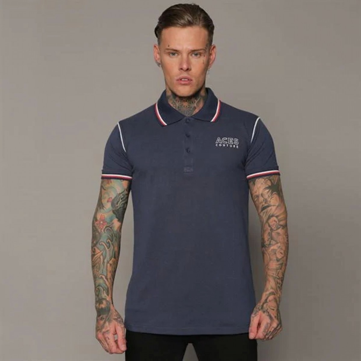 

Поло Aces Couture Statement Navy,  (46, Поло Aces Couture Statement Navy, M (46)