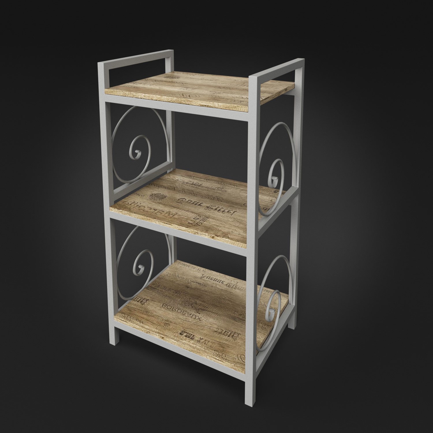 

Стеллаж в гостиную, кафе с тремя полками Марис кованый металл серый/ ДСП Дуб Корабельный лейбл Tenero