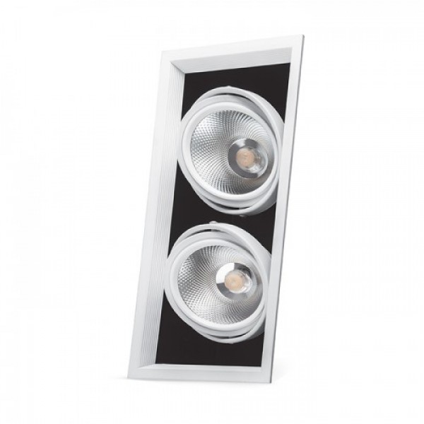 

Карданный LED светильник Feron AL212 2xCOB 30W, 4000K, 30 градусов, белая рамка
