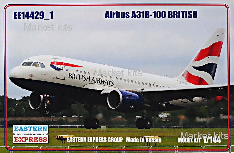 

Пассажирский авиалайнер Airbus A318-100, British 1:144 Eastern Express (EE14429-01)