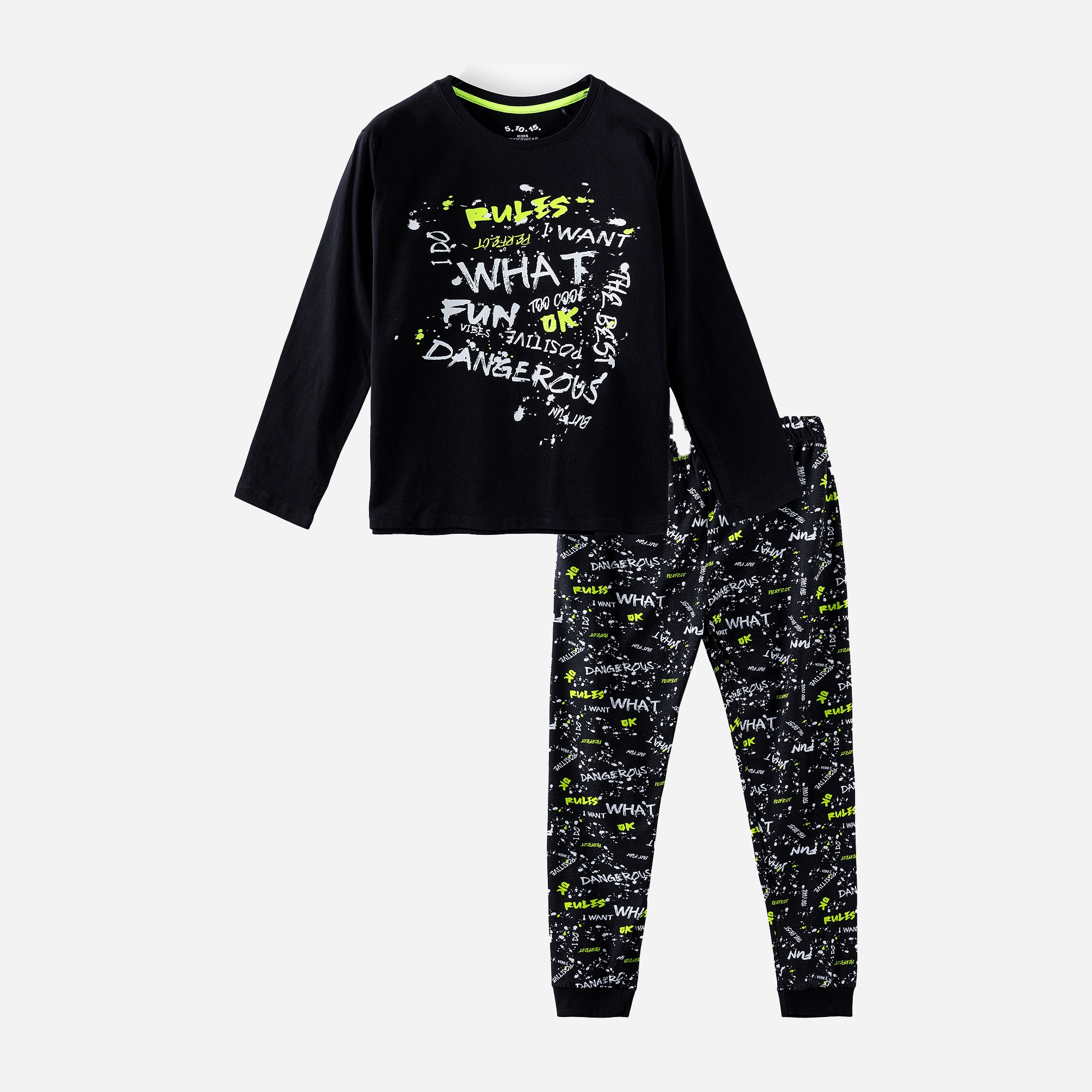 

Пижама (футболка с длинным рукавом + штаны) 5.10.15 Underwear 2W4102 134-140 см Черная