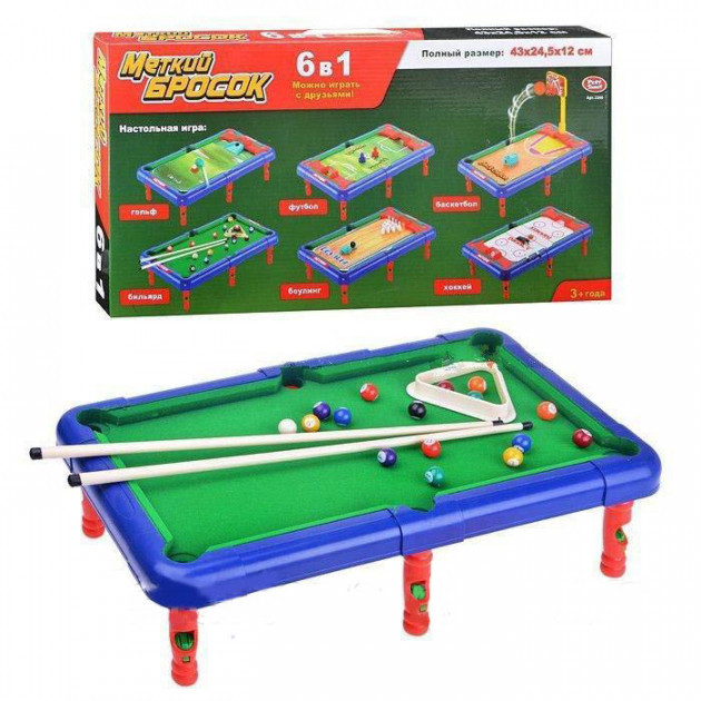 

Игра настольная Бильярд 6в1 Play Smart в коробке 55х26х5,5см (2266)