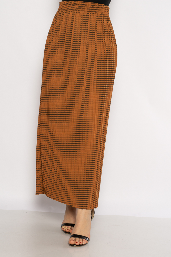 

Юбка макси плиссированная в мелкую полоску 631F006 (Коричневый) M-XL