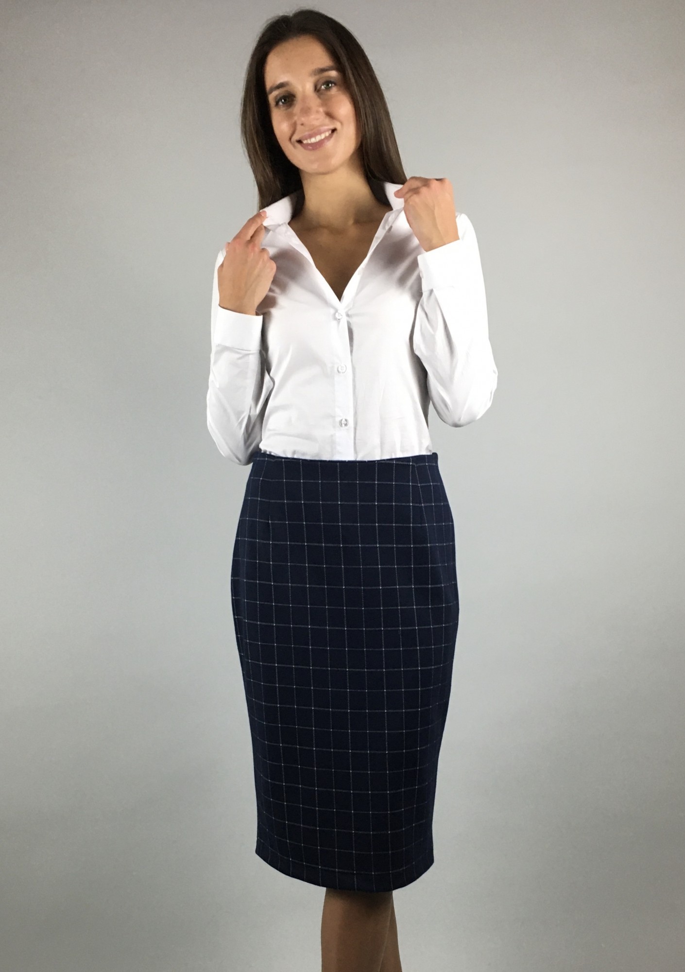 

Спідниця класична клітка VCS 1811/803 S Темно-синій