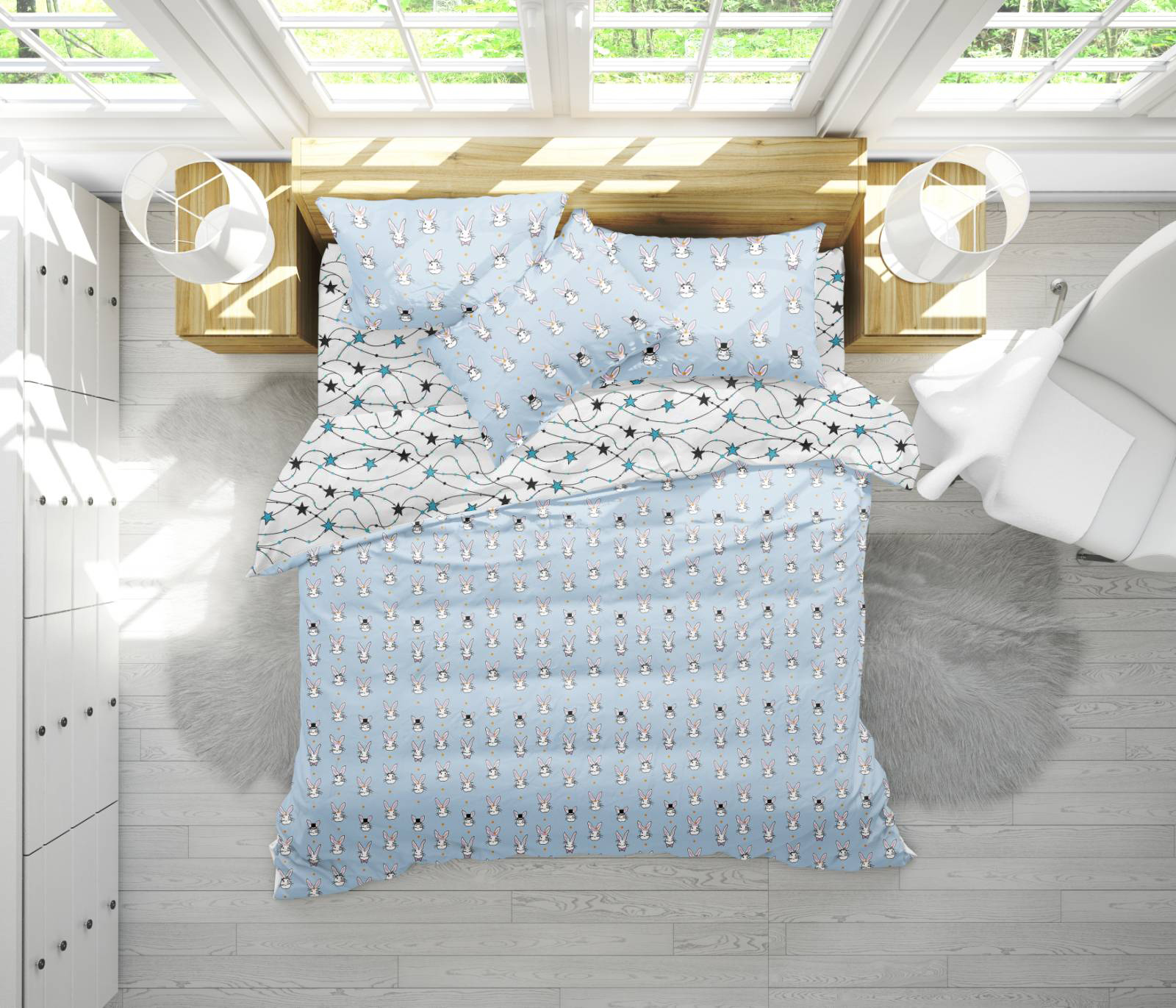 

Постельное белье MirSon 17-0527 Bunnies King Size италия, бязь