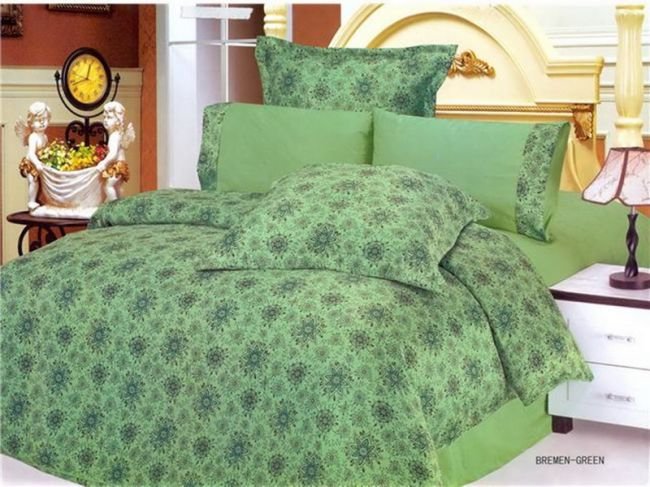 

Постельное белье Le Vele Bremen Green Евро турция, низ-сатин, верх-шелк