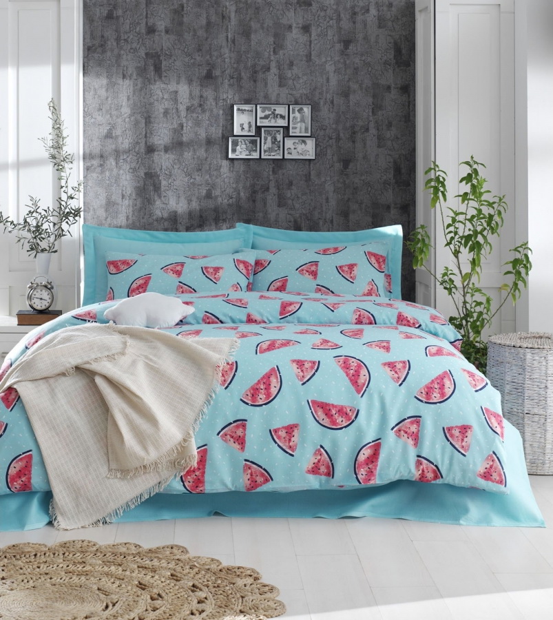 

Постельное белье Eponj Home Karpuz a. Mavi Евро турция, ранфорс