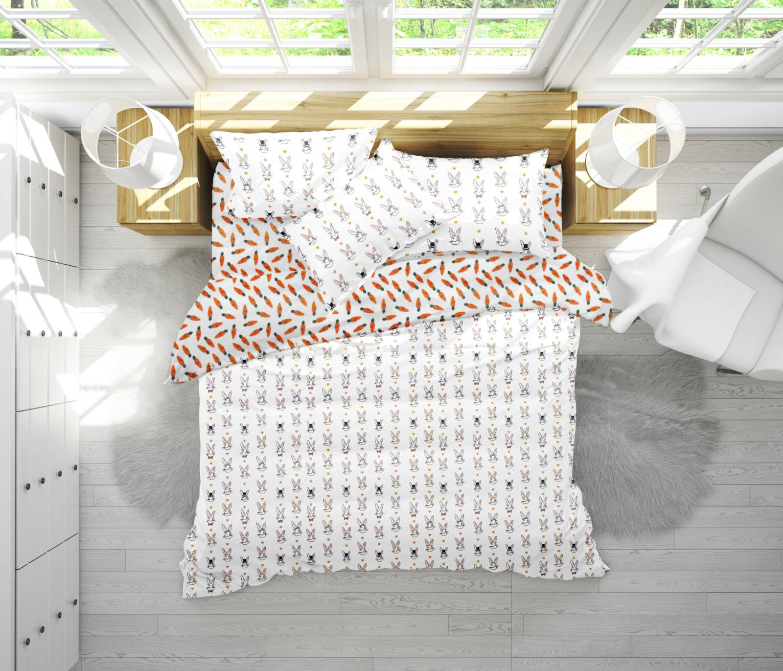 

Постельное белье MirSon 17-0529 Bunnies white Евро италия, бязь