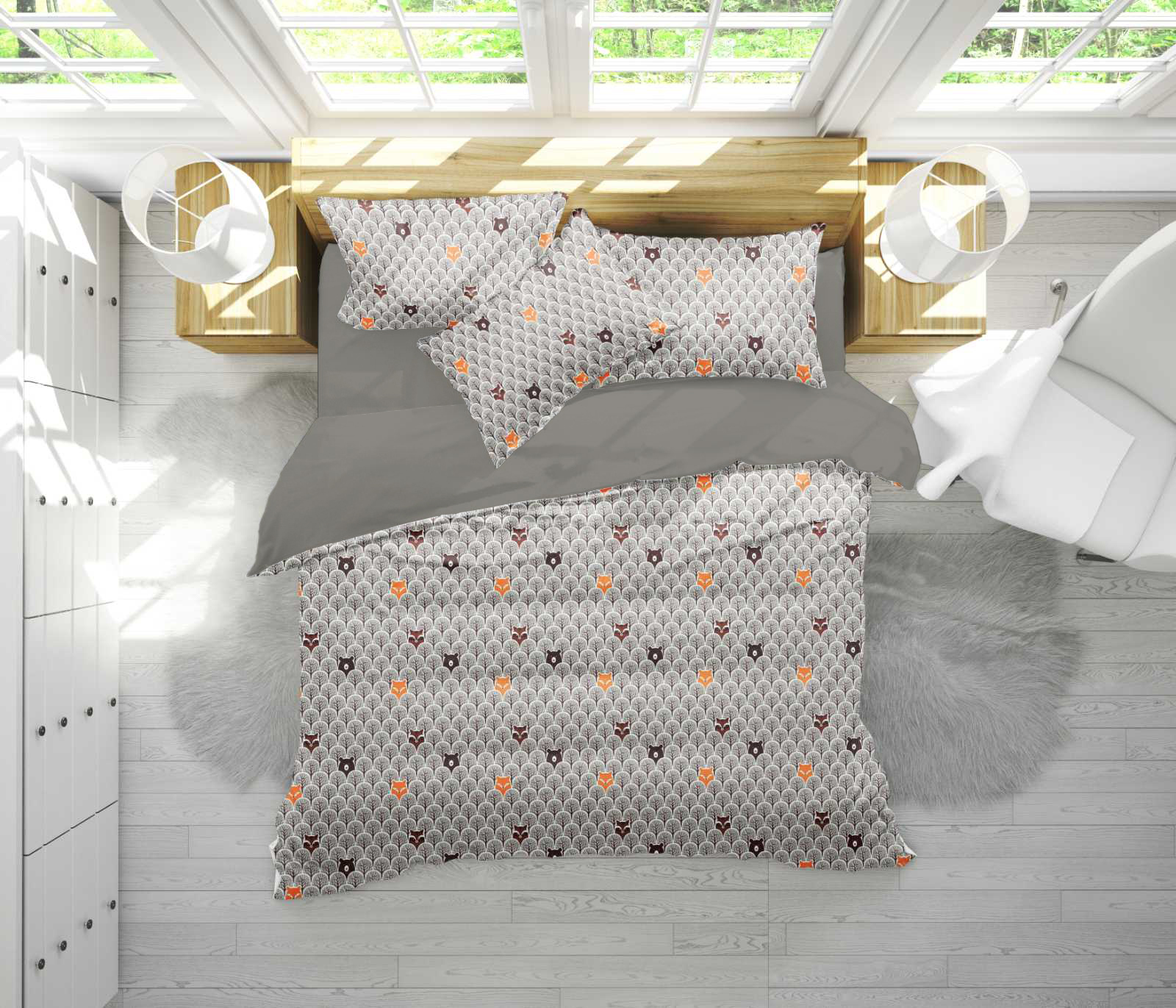 

Постельное белье MirSon 17-0526 Fabulous forest grey Полуторный италия, бязь