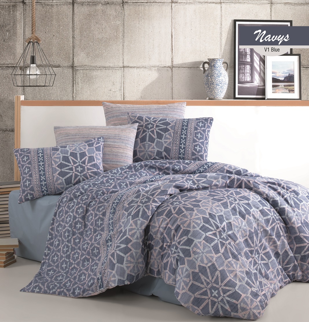 

Постельное белье Cotton Box Majoli Navys V1 Blue Евро турция, ранфорс