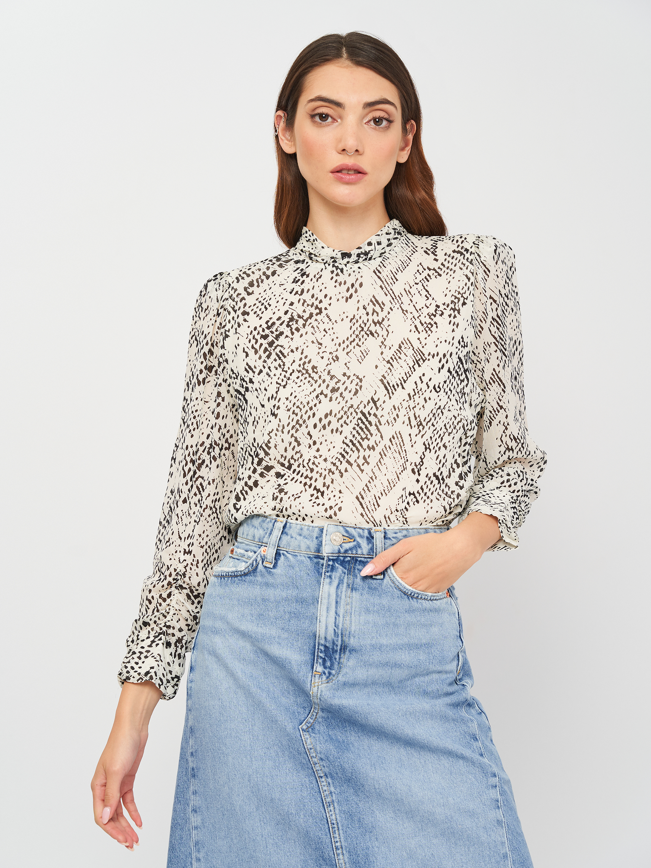 

Блузка Zara 4786/241/710  Белый/Черный, Блузка Zara 4786/241/710 L Белый/Черный