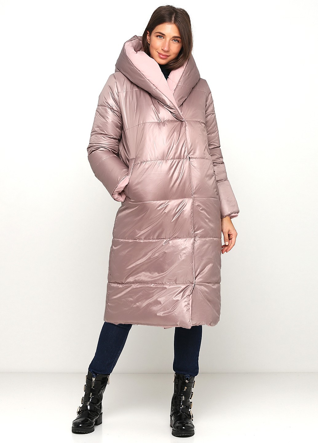 

Пуховик двухсторонний Lora Angel 11-15-110  тауп/пудрово-розовый, Пуховик двухсторонний Lora Angel 11-15-110 S тауп/пудрово-розовый