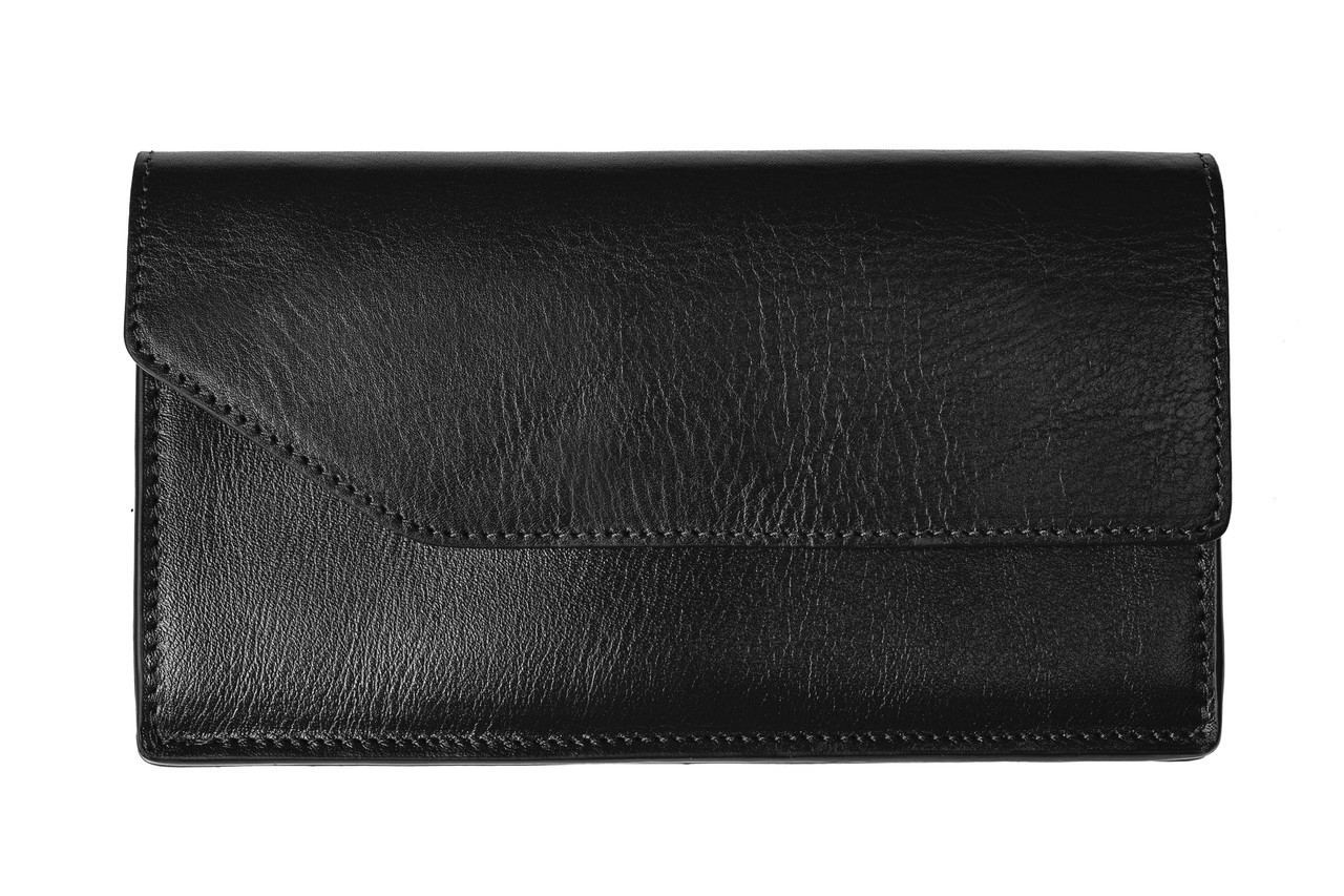 

Портмоне из натуральной кожи Grande Pelle Elegante Глянцевое Черное