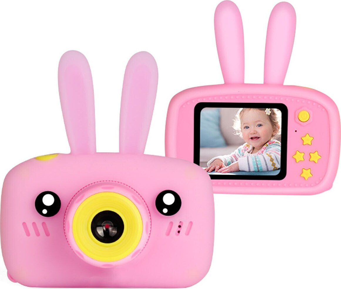 

Детский цифровой фотоаппарат видеокамера Mini Blogger 3S Розовый Зайчик 20Мп Full HD 1080