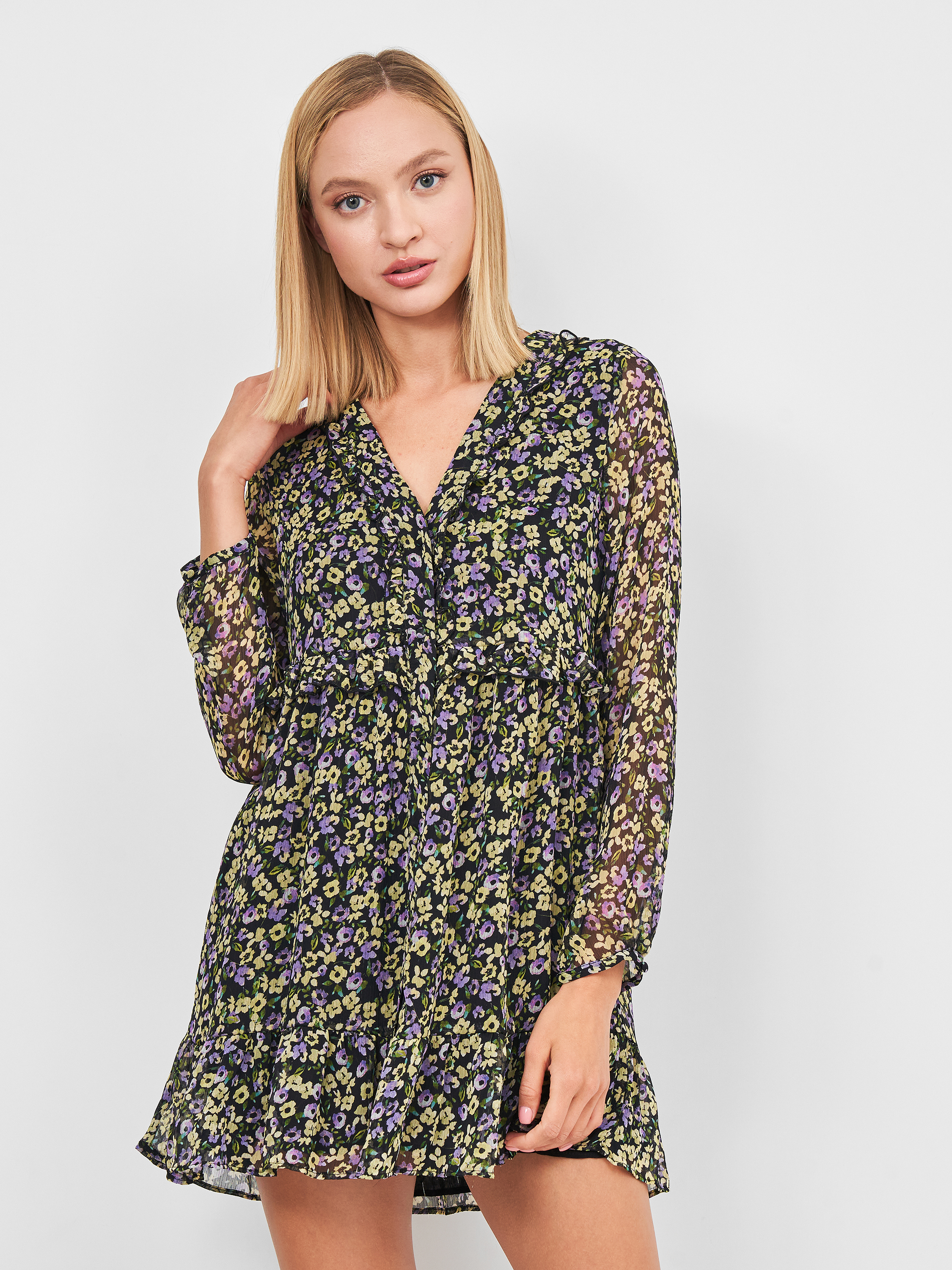 

Платье Zara 8195/312/330  Сиреневое с принтом, Платье Zara 8195/312/330 M Сиреневое с принтом