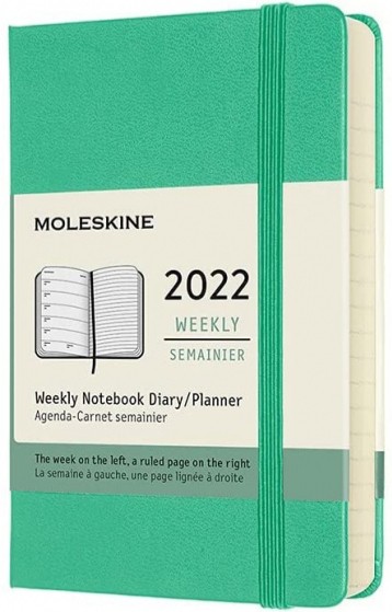 

Щотижневик з місцем для записів Moleskine на 2022 рік кишеньковий 9 х 14 см ментол