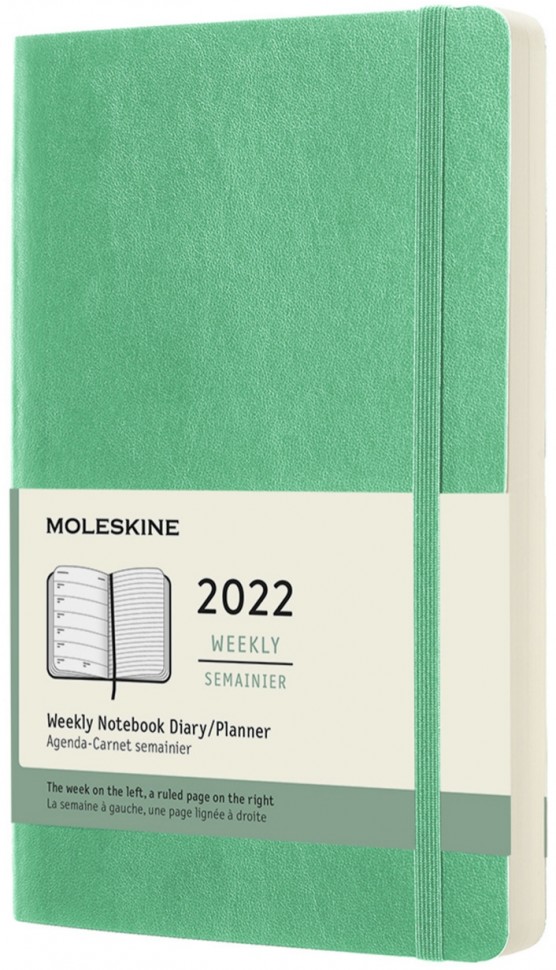 

Щотижневик з місцем для записів Moleskine на 2022 рік середній 13 х 21 см ментол м'який
