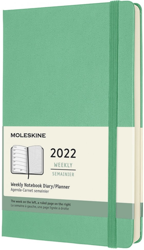 

Щотижневик з місцем для записів Moleskine на 2022 рік середній 13 х 21 см ментол
