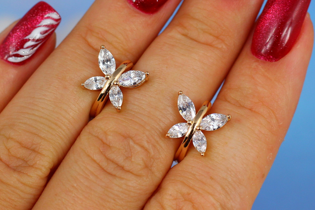 

Серьги Xuping Jewelry бабочки с белыми камнями 1,3 см золотистые