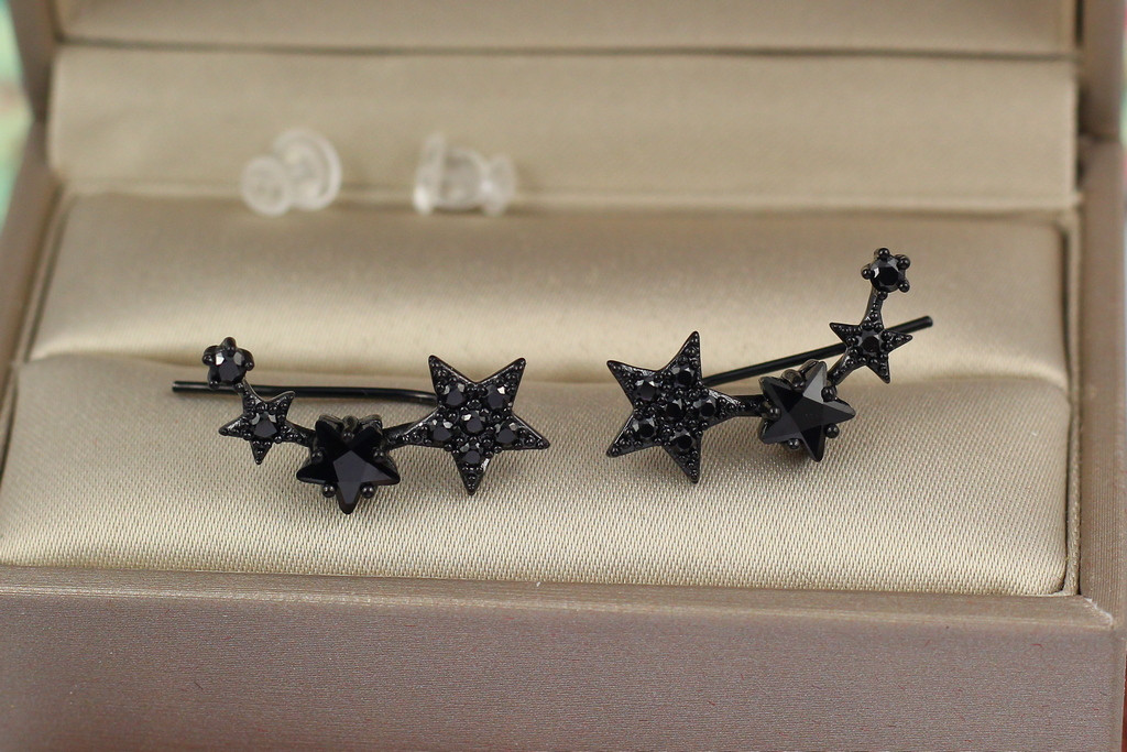 

Серьги каффы Xuping Jewelry звезды 2,2 см с черным покрытием блэк ган