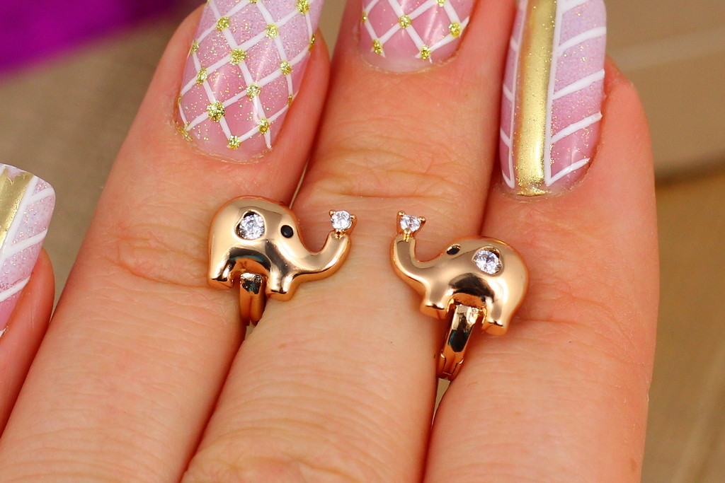 

Серьги детские Xuping Jewelry слоники 1 см золотистые