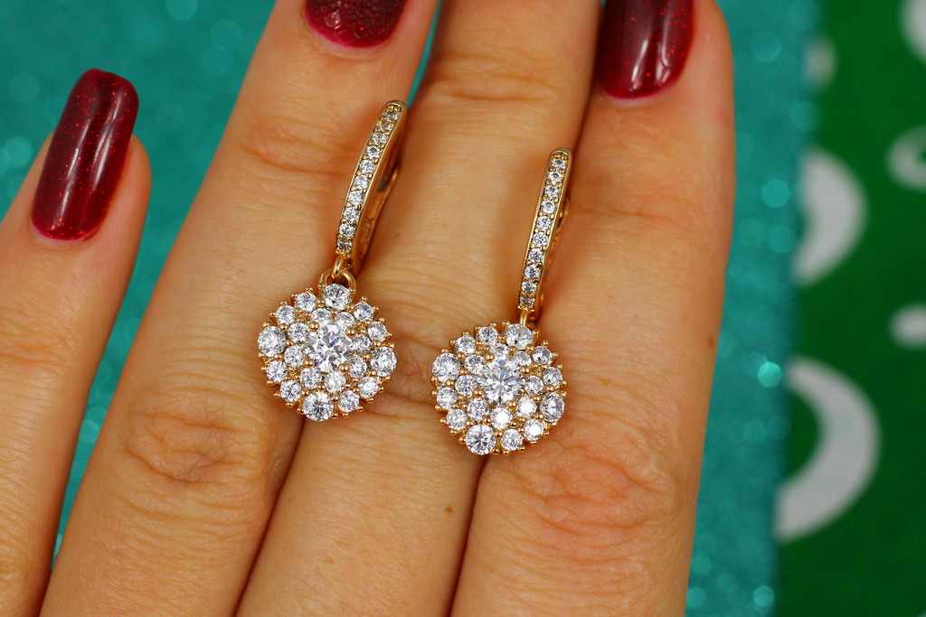 

Серьги подвески Xuping Jewelry с камнями 2.7 см золотистые