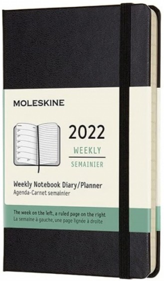 

Щотижневик з місцем для записів Moleskine на 2022 рік кишеньковий 9 х 14 см чорний