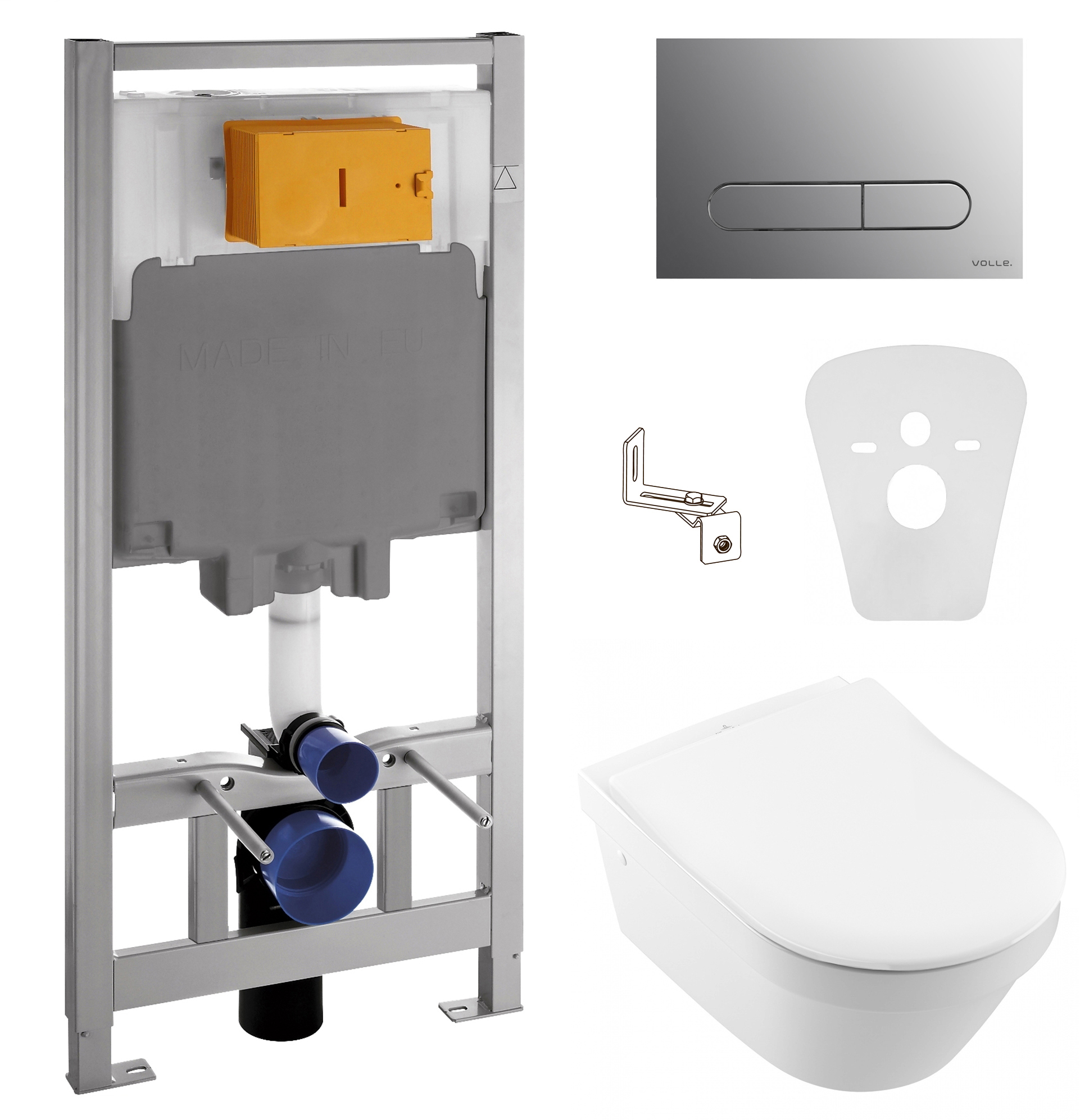 

Инсталляция VOLLE Master 4 в 1 с панелью смыва 141515 + унитаз VILLEROY & BOCH Architectura DirectFlush 4694R001 c сиденьем SlimSeat Soft Close 9M70S101 дюропласт