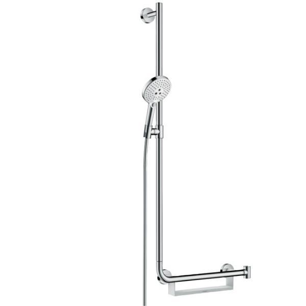 

Душевой гарнитур Hansgrohe Raindance Select S 120 3jet Unica Comfort 110 левосторонняя, хром-белый