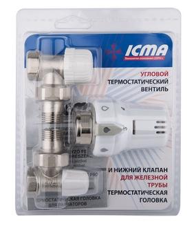 

Термостатический комплект ICMA 1/2" угловой (твердотельная термоголовка)